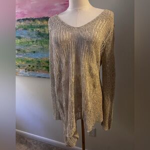 Eileen Fisher Cream Crochet Sweater M